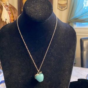YCLM Blue apple pendant Necklace with Rhinestones